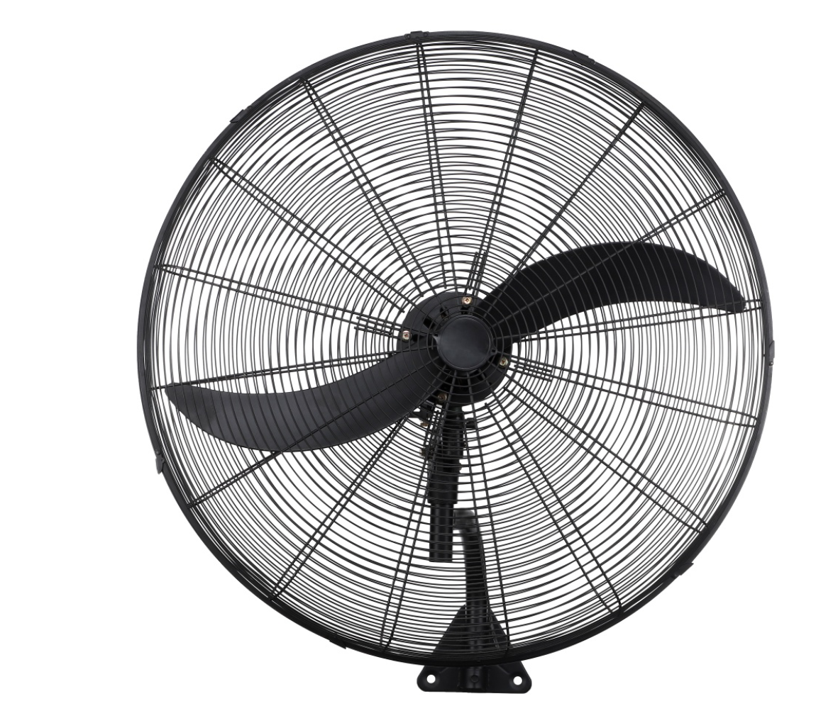 Large black wall mounted industrial fan